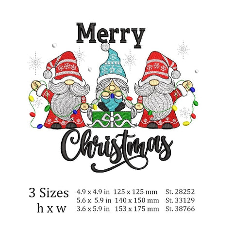 Christmas Gnomes embroidery design, 3 sizes. Embroidery/Applique DESIGNS ArtEMByNatalia 