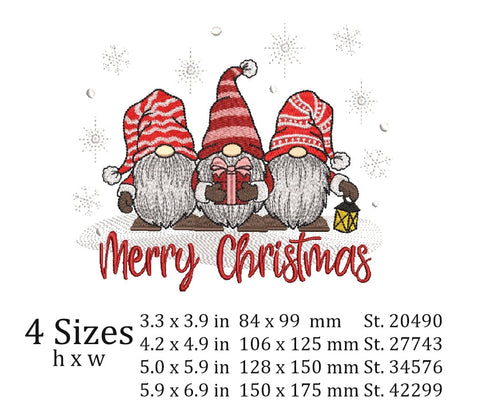Christmas Gnomes embroidery design, 4 sizes. Embroidery/Applique DESIGNS ArtEMByNatalia 