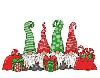 Christmas Gnomes Embroidery Design, 6 sizes, Instant Download Embroidery/Applique DESIGNS Nino Nadaraia 