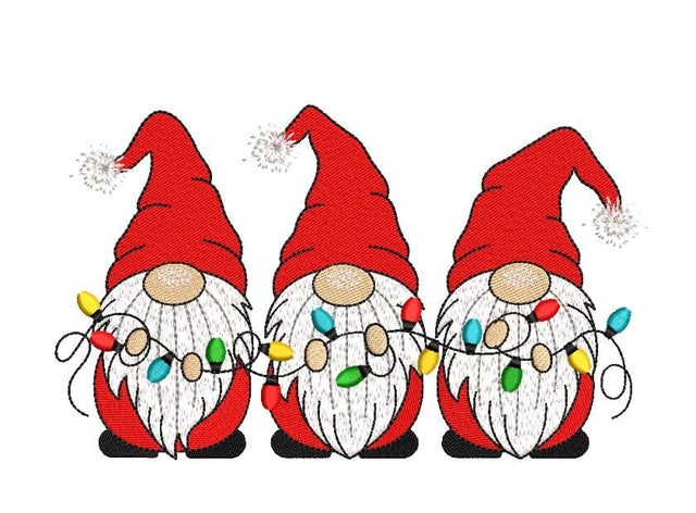 Christmas Gnomes Embroidery Design, Christmas Light Machine Embroidery File, 5 sizes, Instant Download Embroidery/Applique DESIGNS Nino Nadaraia 
