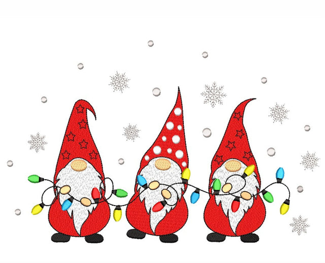 Christmas Gnomes Embroidery Design, Christmas Lights Embroidery File, 4 sizes, Instant Download Embroidery/Applique DESIGNS Nino Nadaraia 