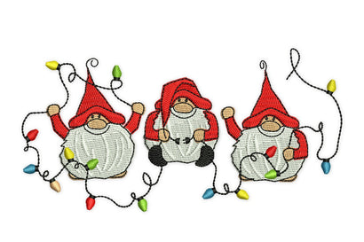 Christmas Gnomes Embroidery Design, Holiday Embroidery Designs, 3 Gnomes Machine Embroidery Design, Christmas lights embroidery design Embroidery/Applique DESIGNS NextEmbroidery 