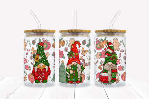 Christmas Gnomes Libbey Glass Wrap PNG Sublimation BijouBay 
