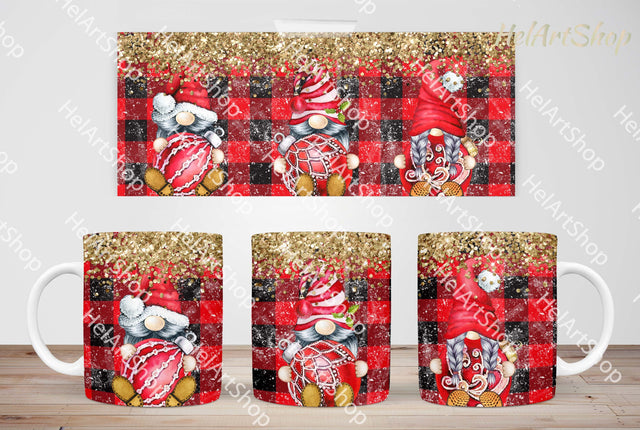 Christmas Gnomes Mug PNG, Buffalo Plaid 11Oz Mug Sublimation _HelArtShop_ 