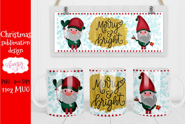 Christmas gnomes mug sublimation design Sublimation Amorclipart 