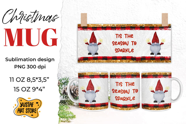 Christmas gnomes mug sublimation "tis the season to sparkle" Sublimation Yustaf Art Store 
