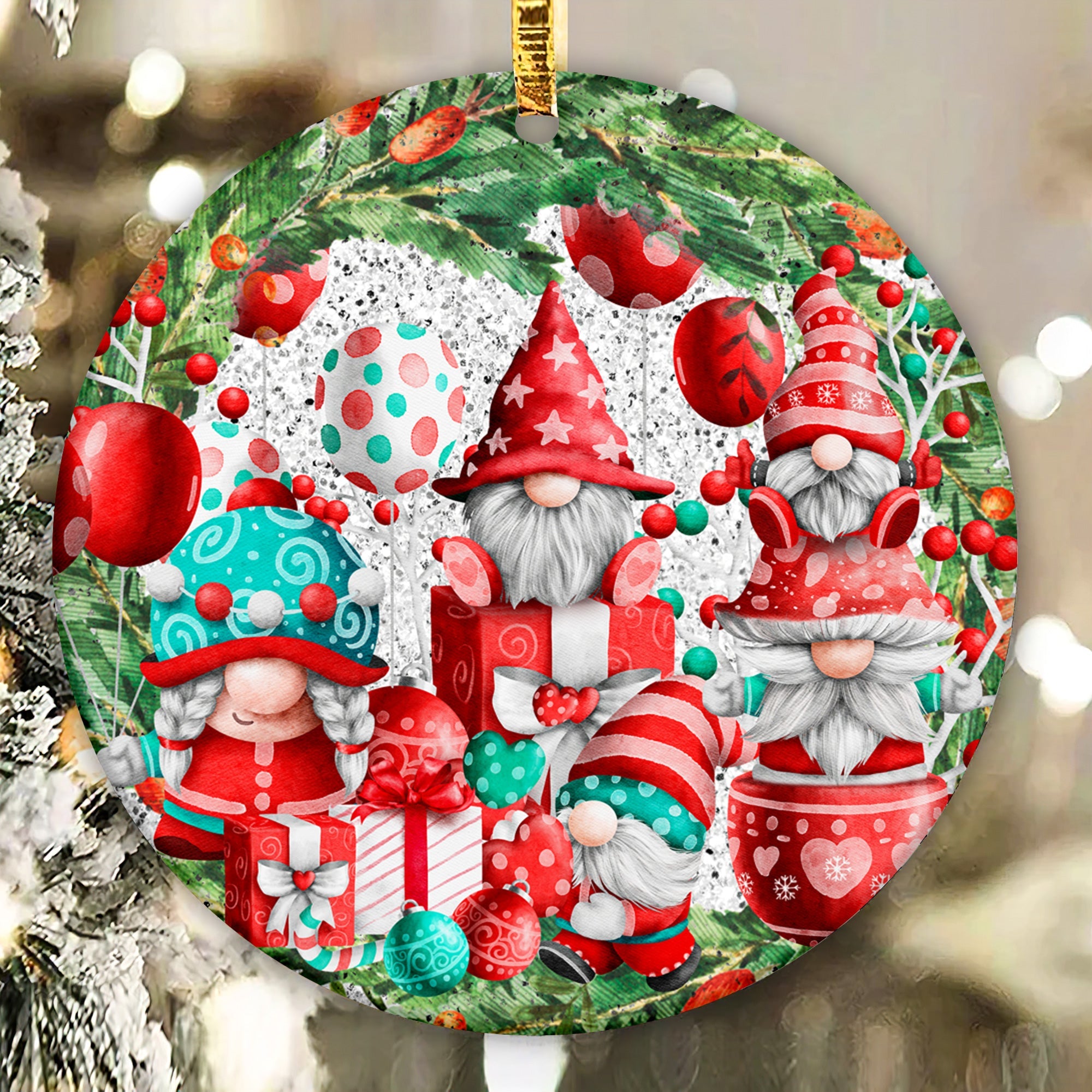 Santa Christmas Ornaments Circle Ornament Sublimation Designs