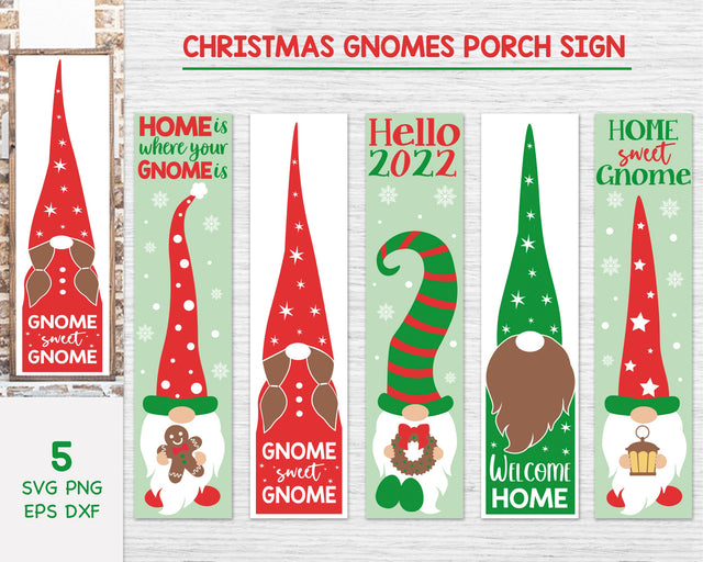 Christmas Gnomes Porch Signs Bundle, Vertical Welcome Door Signs SVG Cutting Files, Gnomes Porch Signs Svg SVG SvgMonkeys 