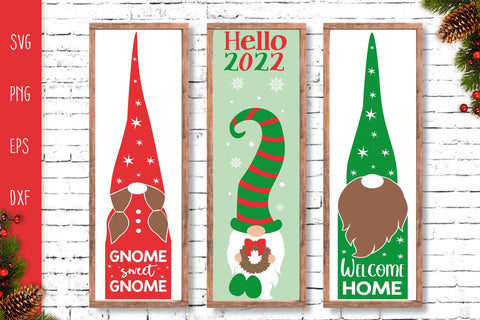 Christmas Gnomes Porch Signs Bundle, Vertical Welcome Door Signs SVG Cutting Files, Gnomes Porch Signs Svg SVG SvgMonkeys 