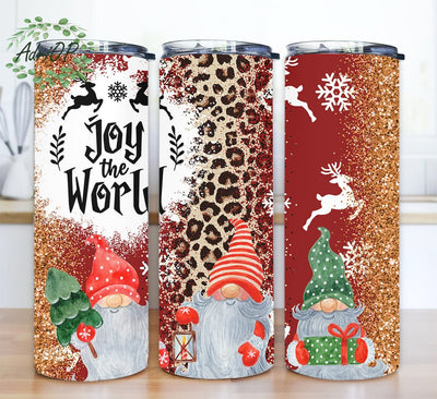 Christmas Gnomes Seamless 20oz Skinny Tumbler Png, Leopard Glitter Christmas Tumbler Png, Christmas Gnomes Tumbler, Gnome Tumbler Sublimation AdriOP 