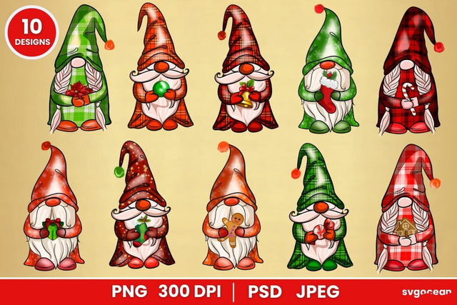 Christmas Gnomes Sublimation Bundle | Clipart | PNG 300 DPI SVG SvgOcean 