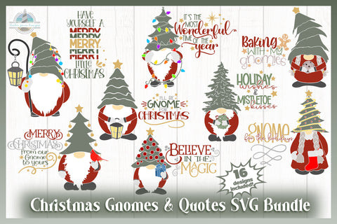 Christmas Gnomes SVG Bundle | Quote Bundle | 16 SVG designs SVG Harbor Grace Designs 