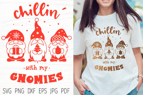 Christmas gnomes svg, chillin with my gnomies svg quote. SVG Digital Rainbow Shop 
