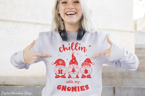 Christmas gnomes svg, chillin with my gnomies, svg quote. SVG Digital Rainbow Shop 
