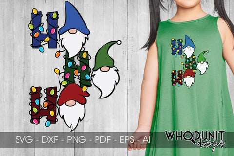 Christmas Gnomes SVG | HoHoHo Lights | Gnomes Cut File SVG Whodunit Designs 