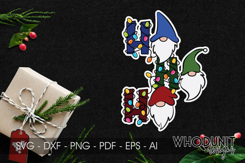 Christmas Gnomes SVG | HoHoHo Lights | Gnomes Cut File SVG Whodunit Designs 