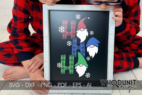 Christmas Gnomes SVG | HoHoHo Plaid | Gnomes Cut File SVG Whodunit Designs 