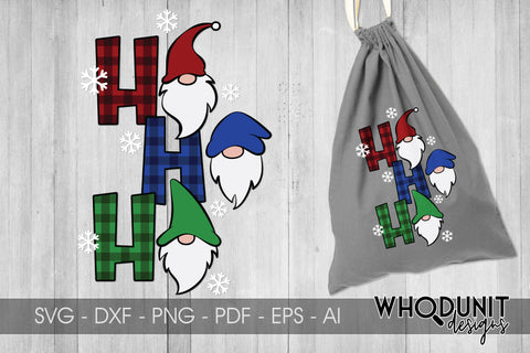 Christmas Gnomes SVG | HoHoHo Plaid | Gnomes Cut File SVG Whodunit Designs 