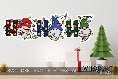 Christmas Gnomes SVG | Tangled HoHoHo | Gnome Cut File SVG Whodunit Designs 