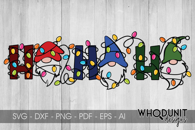 Christmas Gnomes SVG | Tangled HoHoHo | Gnome Cut File SVG Whodunit Designs 