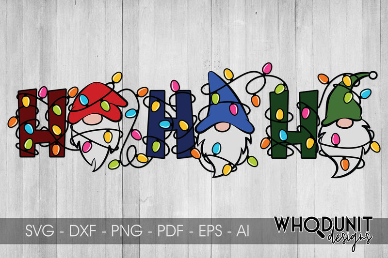 Christmas Gnomes SVG | Tangled HoHoHo | Gnome Cut File SVG Whodunit Designs 