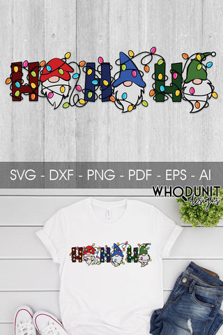 Christmas Gnomes SVG | Tangled HoHoHo | Gnome Cut File SVG Whodunit Designs 