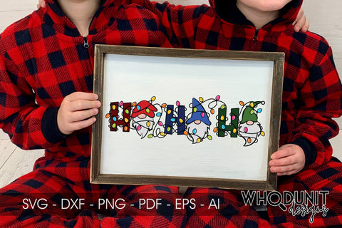 Christmas Gnomes SVG | Tangled HoHoHo | Gnome Cut File SVG Whodunit Designs 