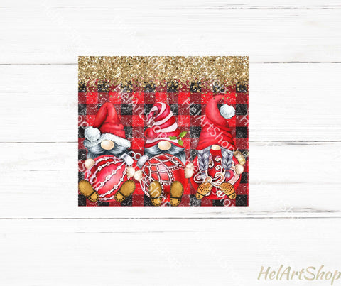 Christmas Gnomes Tumbler PNG | Buffalo Plaid Sublimation PNG Sublimation _HelArtShop_ 