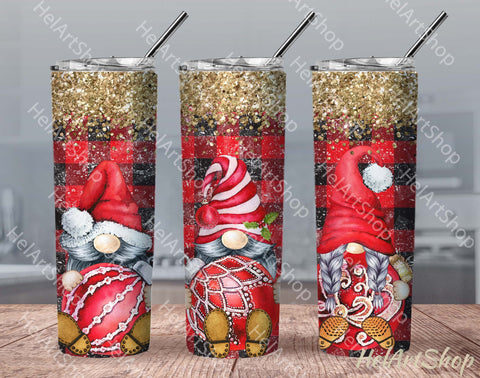 Christmas Gnomes Tumbler PNG | Buffalo Plaid Sublimation PNG Sublimation _HelArtShop_ 