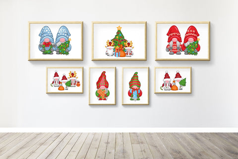 Christmas Gnomes With Gifts Sublimation Design. SVG PNG EPS Gnome Clipart Sublimation Yuliya 