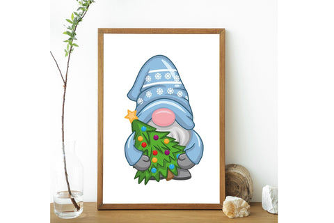 Christmas Gnomes With Gifts Sublimation Design. SVG PNG EPS Gnome Clipart Sublimation Yuliya 