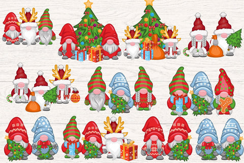 Christmas Gnomes With Gifts Sublimation Design. SVG PNG EPS Gnome Clipart Sublimation Yuliya 