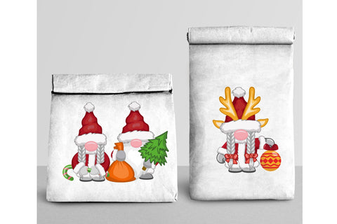 Christmas Gnomes With Gifts Sublimation Design. SVG PNG EPS Gnome Clipart Sublimation Yuliya 