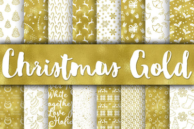 Christmas Gold Digital Papers Sublimation Old Market 