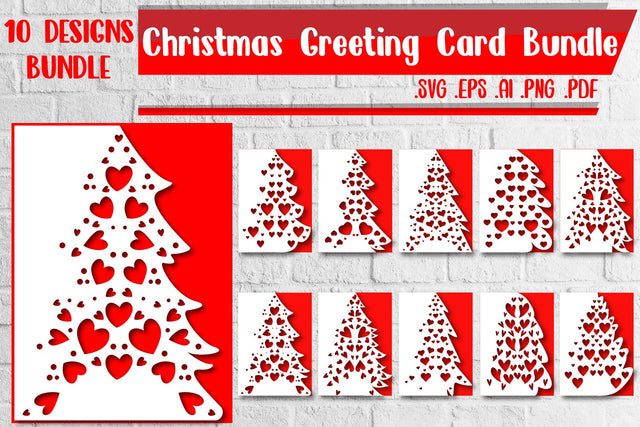 Christmas Greeting Card Bundle svg eps ai png pdf 3D Paper zafrans studio 