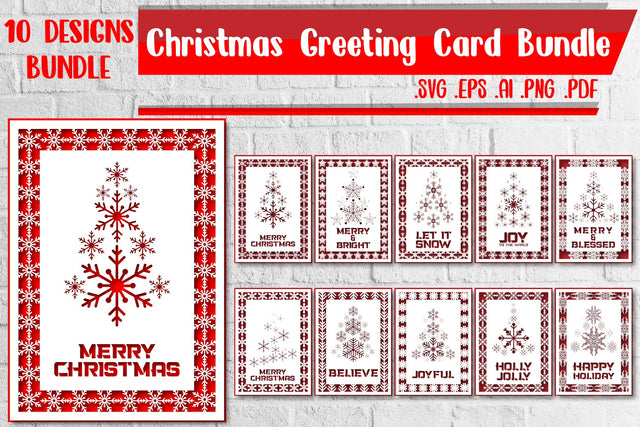 Christmas Greeting Card Bundle svg eps ai png pdf SVG zafrans studio 