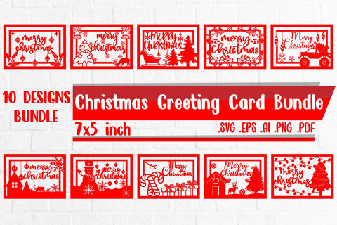 Christmas Greeting cards BUNDLE svg eps ai png pdf SVG zafrans studio 
