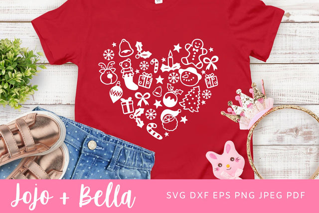 Christmas heart svg, Christma sshirt svg, Christmas svg, holiday svg, snowman svg, Santa svg, reindeer svg, holly svg, candy cane svg, snowflake svg, xmas svg, Christmas sign svg SVG Jojo&Bella 