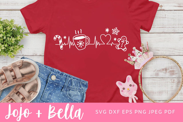 Christmas Heartbeat SVG, Christmas SVG, Christmas Shirt Svg, Kid's Christmas Svg Files For Cricut, Sublimation, Silhouette SVG Jojo&Bella 