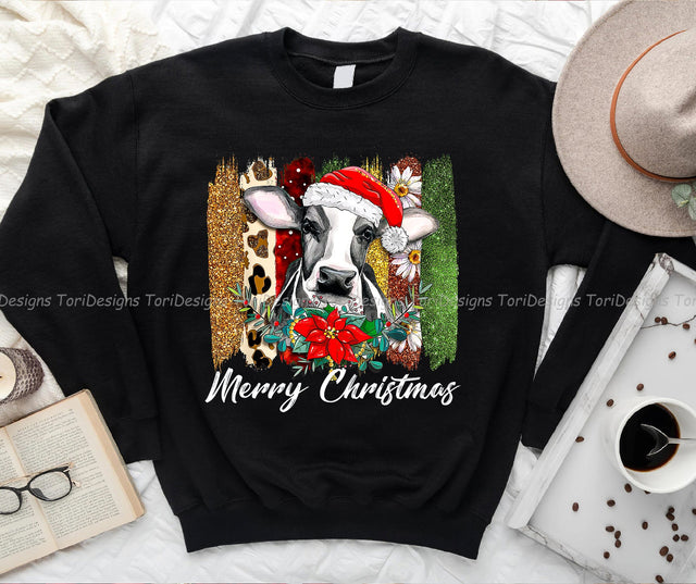 Christmas Heifer Santa Hat PNG Sublimation Design Sublimation ToriDesigns 