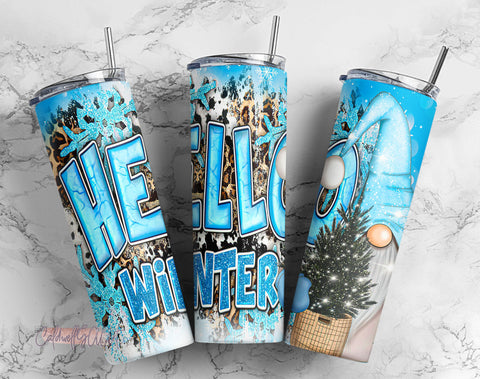 Christmas Hello Winter Tumbler Png Sublimation Design, 20oz Skinny Tumbler Png, Merry Christmas Png, Glitter Christmas Tumbler Png Download Sublimation CaldwellArt 