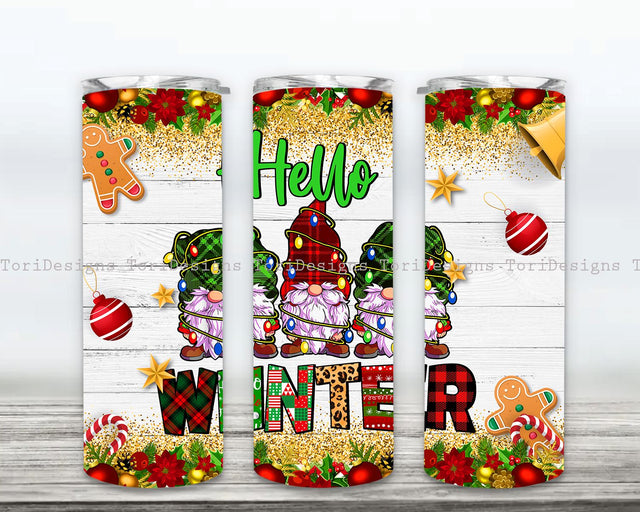 Christmas Hello Winter Tumbler Png Sublimation Design, 20oz Skinny Tumbler Png, Merry Christmas Png, Glitter Christmas Tumbler Png Download Sublimation ToriDesigns 