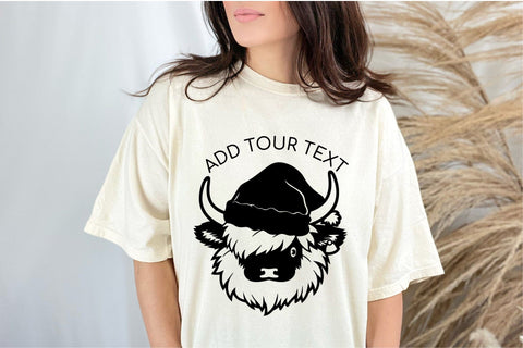 Christmas Highland Cow Face in Santa Hat SVG File SVG OrangeBrushStudio 