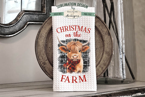 Christmas Highland Cow Kitchen Towel Designs Sublimation Ewe-N-Me Designs 
