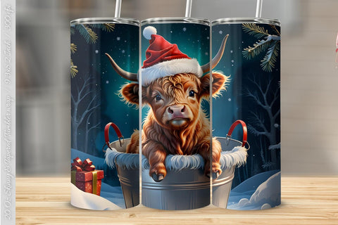 Christmas Highland cow tumbler wrap Sublimation Luvleigh Digitals 