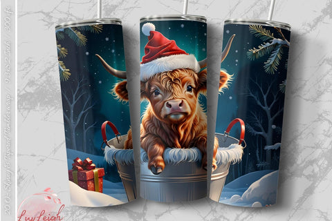 Christmas Highland cow tumbler wrap Sublimation Luvleigh Digitals 