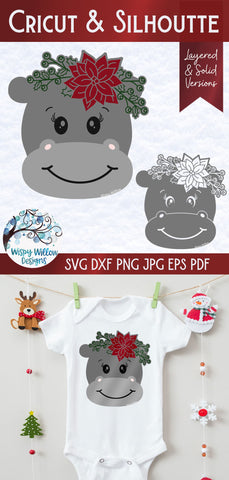 Christmas Hippo SVG SVG Wispy Willow Designs 