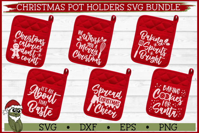 Christmas / Holiday Pot Holders SVG Bundle SVG Crunchy Pickle 