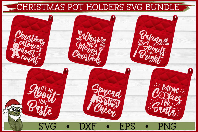 Christmas / Holiday Pot Holders SVG Bundle SVG Crunchy Pickle 