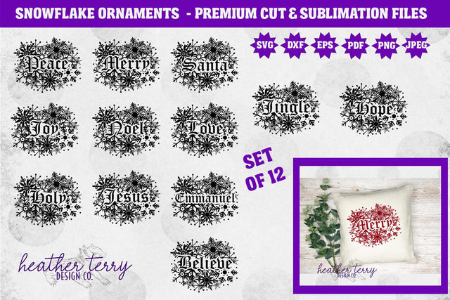 Christmas Holiday Snowflake Ornament SVG Bundle SVG Heather Terry Design Co. 